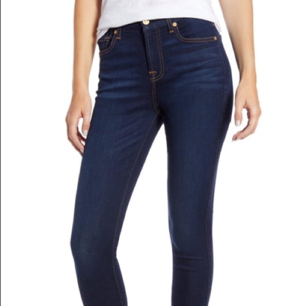 7 for All Mankind skinny, mid-rise jeans